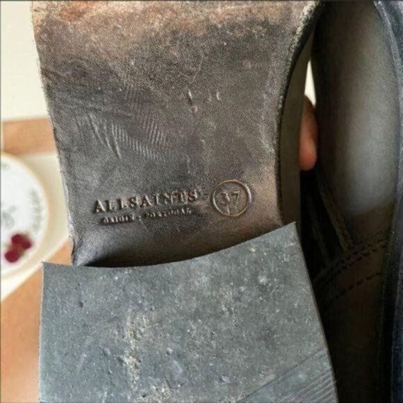 Allsaints Classic Leather Motorcycle Biker Boots EU 37/US 6 Gray Moto - Picture 12 of 16